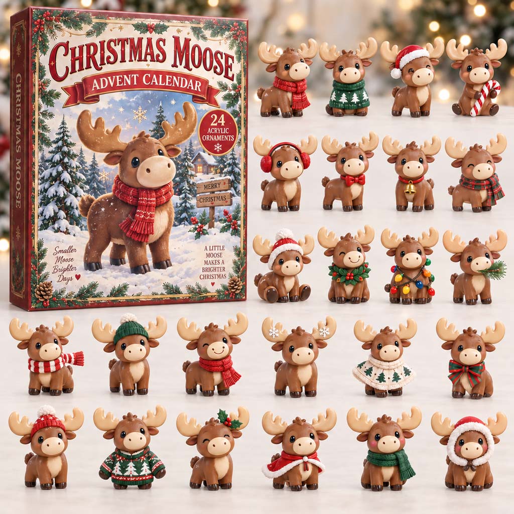 CHRISTMAS KICKOFF 40% OFF - Christmas Moose Advent Calendar 2026 - 24-Day Festive Countdown, Acrylic Charms Blind Box - Gift For Family and Friends AC0HH023