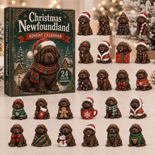 CHRISTMAS KICKOFF 40% OFF - Christmas Newfoundland Advent Calendar 2026 - 24-Day Festive Countdown, Acrylic Charms Blind Box - Gift For Newfoundland Lovers AC0NT151
