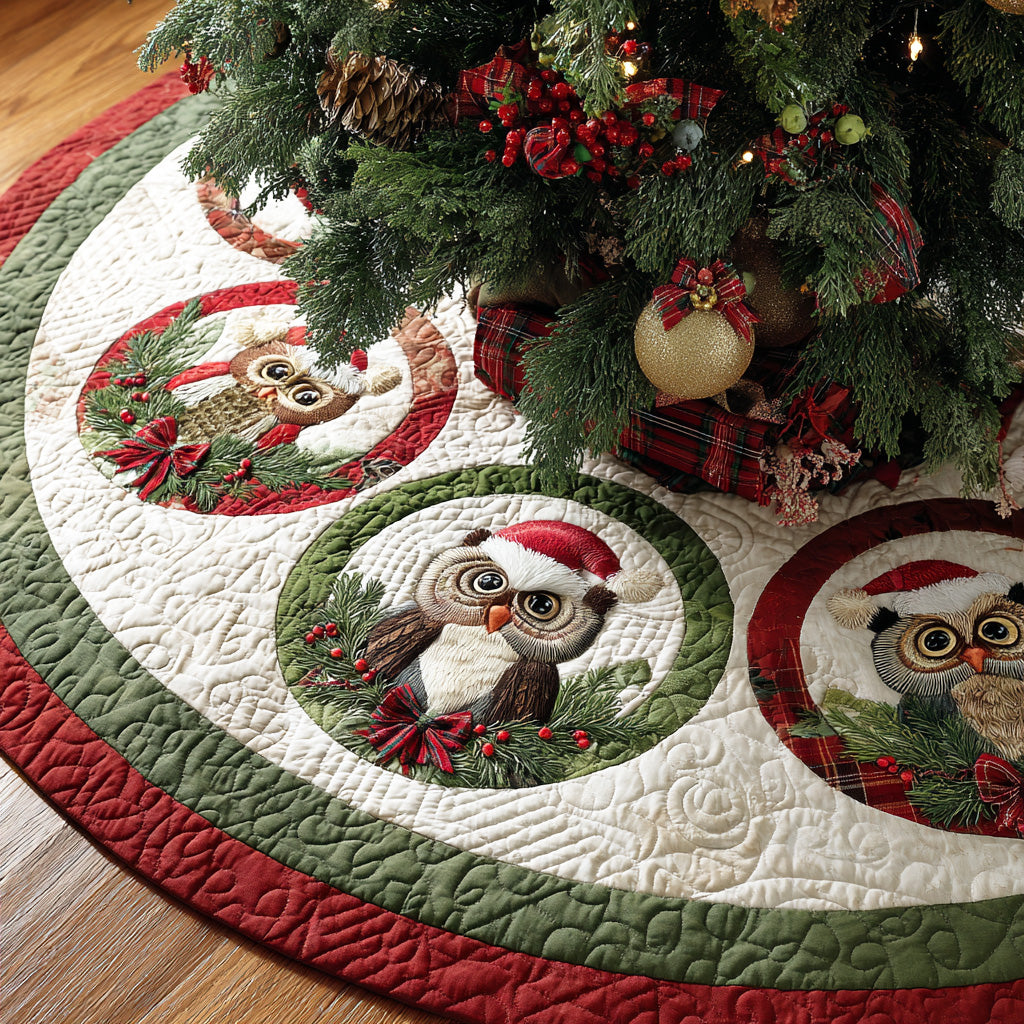 Christmas Owl Magic Christmas Quilted Tree Skirt NCU0NTD1079