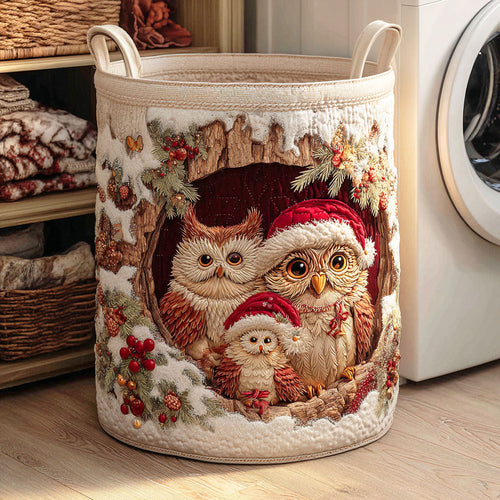 Christmas Owl Quilted Laundry Basket NCU0NTD358
