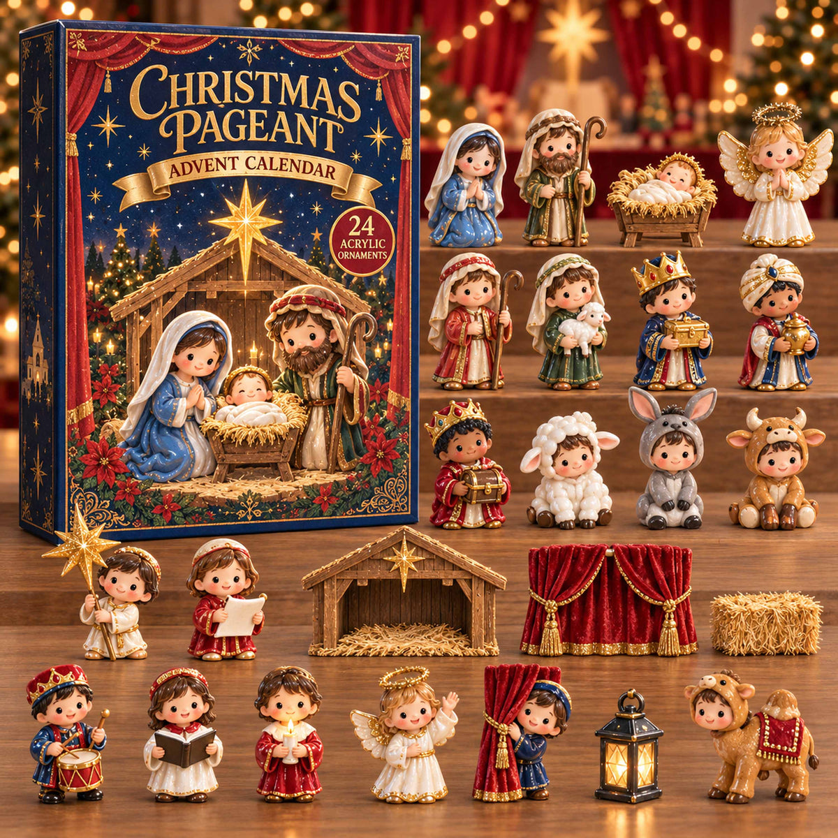 CHRISTMAS KICKOFF 40% OFF - Christmas Pageant Advent Calendar 2026 - 24-Day Festive Countdown, Acrylic Charms Blind Box - Gift For Family NCU0NTD2223