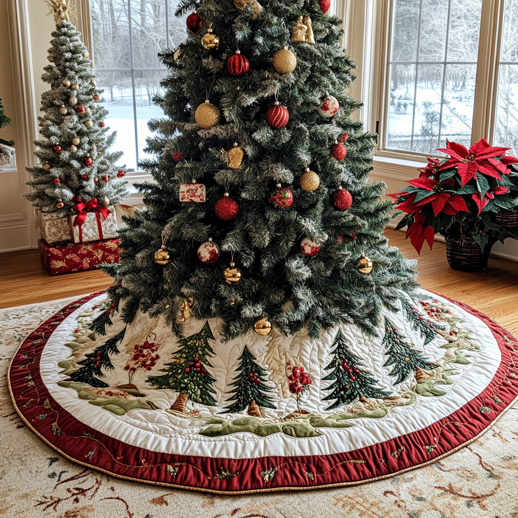 Christmas Pine Meadows Christmas Quilted Tree Skirt NCU0DV1465