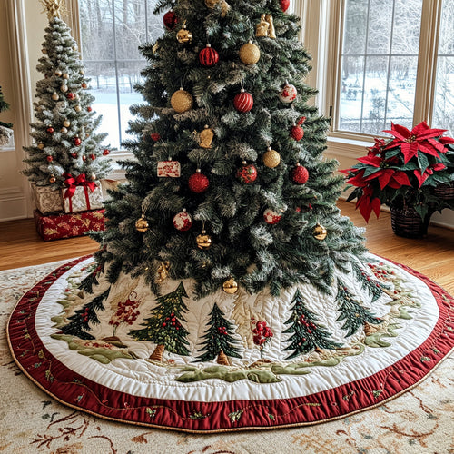 Christmas Pine Meadows Christmas Quilted Tree Skirt NCU0DV1465