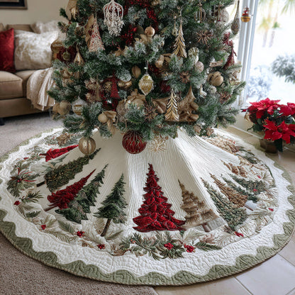 Christmas Pine Village Christmas Quilted Tree Skirt NCU0DV1460