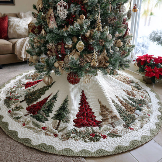 Christmas Pine Village Christmas Quilted Tree Skirt NCU0DV1460
