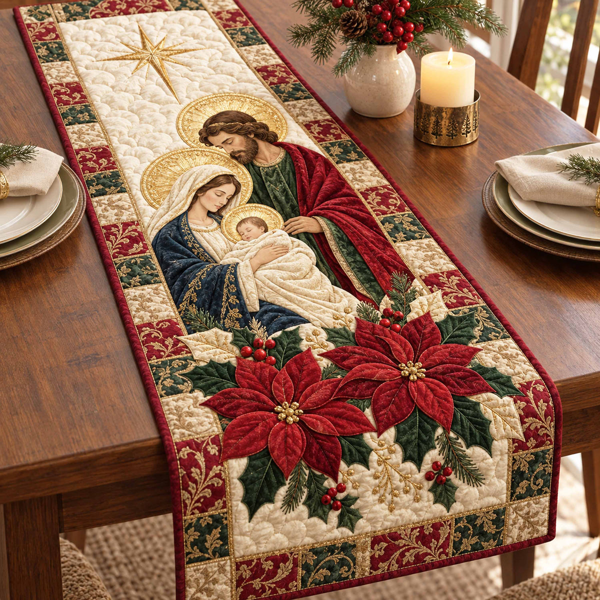 Christmas Promise Quilted Table Runner NCU0NTD2334