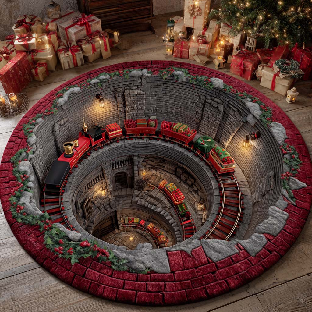 Christmas Rail Spiral Round Carpet NCU0XD1426