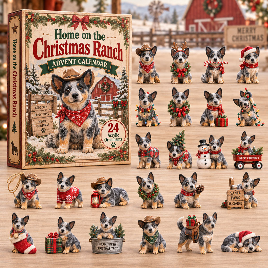 CHRISTMAS KICKOFF 40% OFF - Christmas Ranch Heeler Advent Calendar 2026 - 24-Day Festive Countdown, Acrylic Charms Blind Box - Gift For Dog Lovers AC0TH237