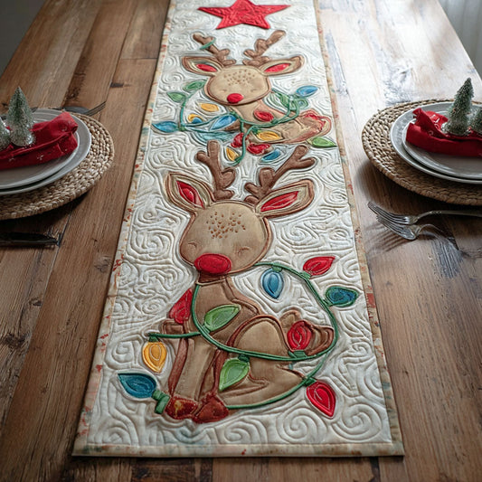 Christmas Reindeer Quilted Table Runner NCU0PTT1391