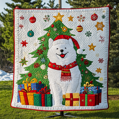 Christmas Samoyed Quilted Blanket NCU0DK1974