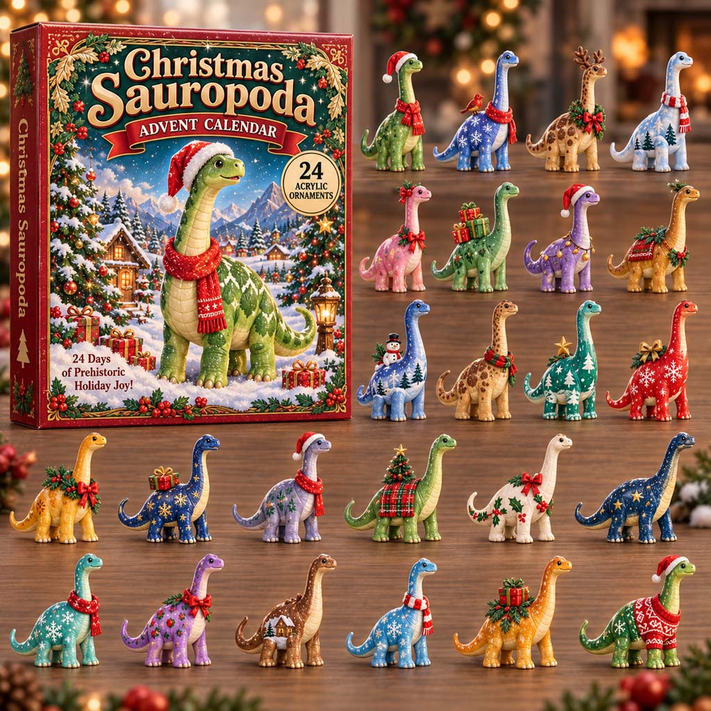 CHRISTMAS KICKOFF 40% OFF - Christmas Sauropoda Advent Calendar 2026 - 24-Day Festive Countdown, Acrylic Charms Blind Box - Gift For Family and Friends AC0HH034