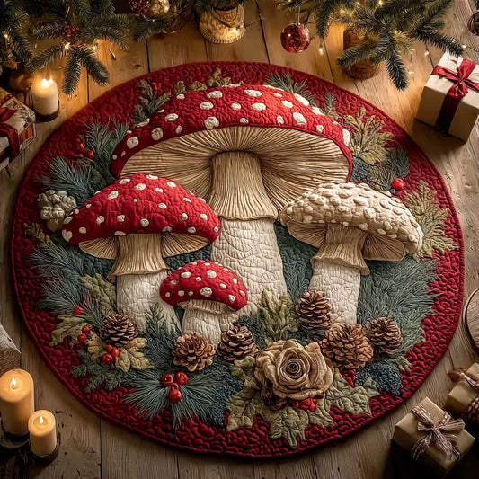 Christmas Shroom Quilted Round Mat NCU0DQQ077