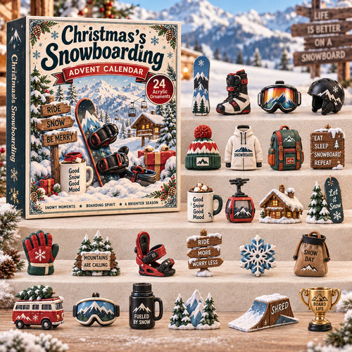 CHRISTMAS KICKOFF 40% OFF - Christmas Snowboarding Advent Calendar 2026 - 24-Day Festive Countdown, Acrylic Charms Blind Box - Gift For Outdoor Hobby Lovers AC0TH319
