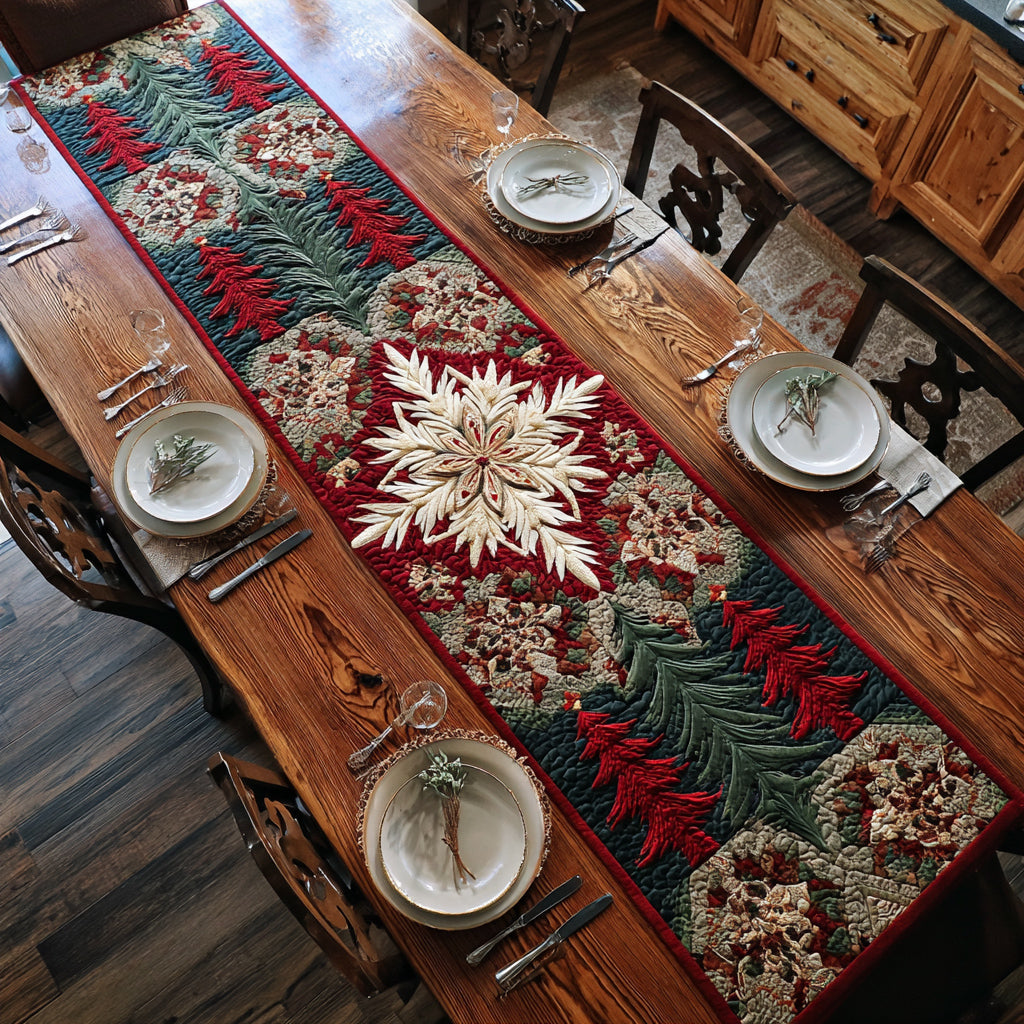 Christmas Snowflake Joy Quilted Table Runner NCU0HNH743