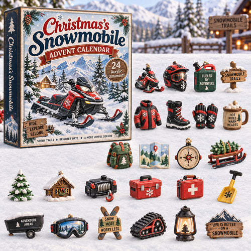 CHRISTMAS KICKOFF 40% OFF - Christmas Snowmobile Advent Calendar 2026 - 24-Day Festive Countdown, Acrylic Charms Blind Box - Gift For Outdoor Hobby Lovers AC0TH320