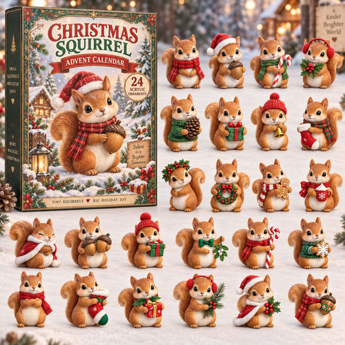 CHRISTMAS KICKOFF 40% OFF - Christmas Squirrel Advent Calendar 2026 - 24-Day Festive Countdown, Acrylic Charms Blind Box - Gift For Family and Friends AC0HH020