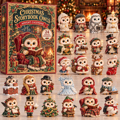 CHRISTMAS KICKOFF 40% OFF - Christmas Storybook Owls Advent Calendar 2026 - 24-Day Festive Countdown, Acrylic Charms Blind Box - Gift For Family and Friends AC0TD016