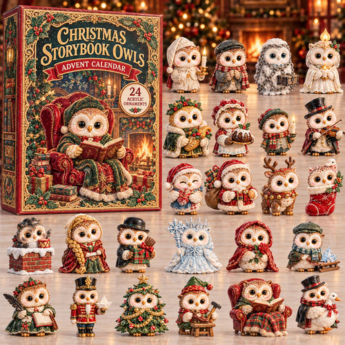 CHRISTMAS KICKOFF 40% OFF - Christmas Storybook Owls Advent Calendar 2026 - 24-Day Festive Countdown, Acrylic Charms Blind Box - Gift For Family and Friends AC0TD016