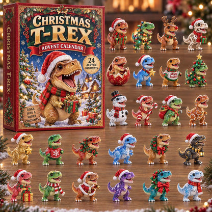 CHRISTMAS KICKOFF 40% OFF - Christmas T-Rex Advent Calendar 2026 - 24-Day Festive Countdown, Acrylic Charms Blind Box - Gift For Family and Friends AC0HH033