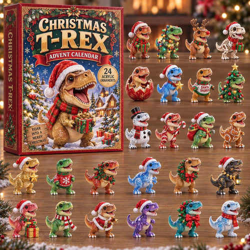 CHRISTMAS KICKOFF 40% OFF - Christmas T-Rex Advent Calendar 2026 - 24-Day Festive Countdown, Acrylic Charms Blind Box - Gift For Family and Friends AC0HH033