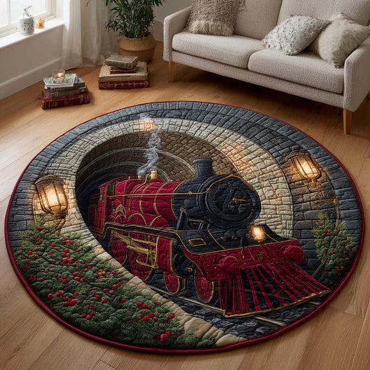 Christmas Train Depot Quilted Round Mat NCU0HNH377