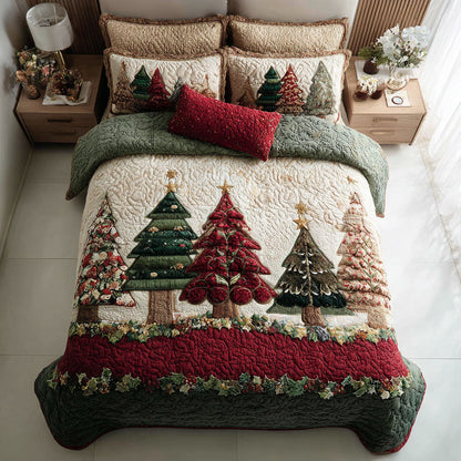 Christmas Tree Forest 3-Piece Quilted Bedding Set NCU0HNH387
