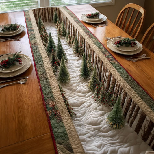 Christmas Tree Frost Quilted Table Runner NCU0HNH739
