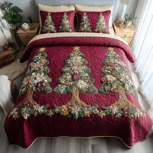 Christmas Tree Garden 3-Piece Quilted Bedding Set NCU0HNH388