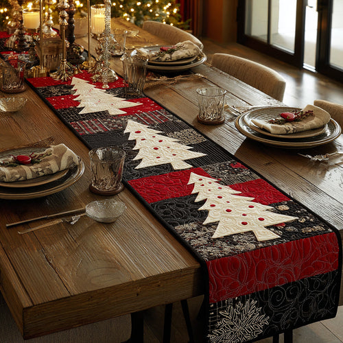 Christmas Tree Glitter Quilted Table Runner NCU0HNH396