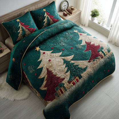 Christmas Tree Glow 3-Piece Quilted Bedding Set NCU0HNH389