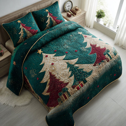 Christmas Tree Glow 3-Piece Quilted Bedding Set NCU0HNH389