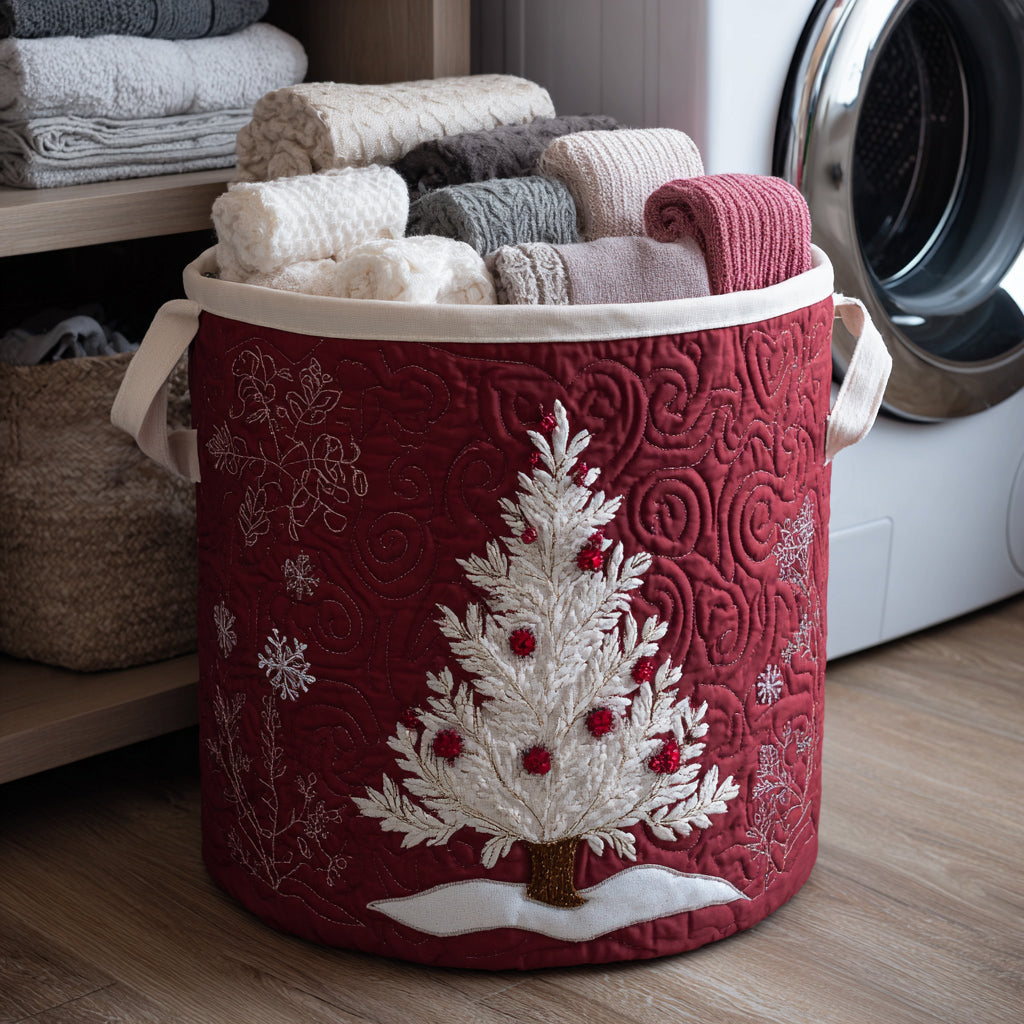 Christmas Tree Quilted Laundry Basket NCU0HNH072