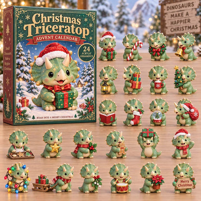 CHRISTMAS KICKOFF 40% OFF - Christmas Triceratop Advent Calendar 2026 - 24-Day Festive Countdown, Acrylic Charms Blind Box - Gift For Family and Friends AC0HH035