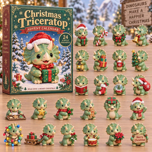 CHRISTMAS KICKOFF 40% OFF - Christmas Triceratop Advent Calendar 2026 - 24-Day Festive Countdown, Acrylic Charms Blind Box - Gift For Family and Friends AC0HH035