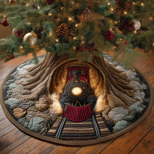 Christmas Tunnel Train Christmas Quilted Tree Skirt NCU0HTT030