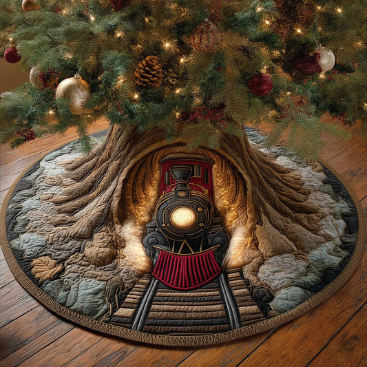 Christmas Tunnel Train Christmas Quilted Tree Skirt NCU0HTT030