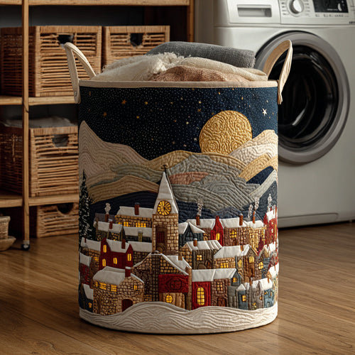 Christmas Village Quilted Laundry Basket NCU0HNH076