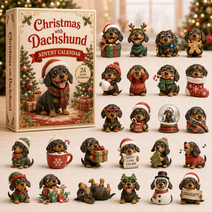 CHRISTMAS KICKOFF 40% OFF - Christmas With Dachshund Advent Calendar 2026 - 24-Day Festive Countdown, Acrylic Charms Blind Box - Gift For Dachshund Lovers AC0TH094