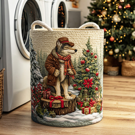 Christmas Wolf Call Quilted Laundry Basket NCU0NTD1043
