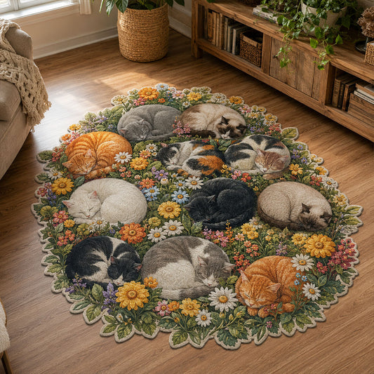 Circle of Cozy Cats Custom Shape Area Rug NCU0PTT3325