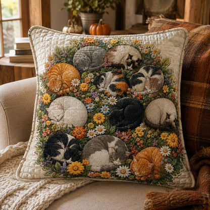 Circle of Cozy Cats Quilted Pillow Case NCU0PTT3325