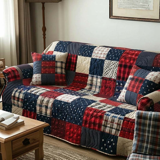 Classic Americana Quilted Sofa Cover NCU0DQQ0450
