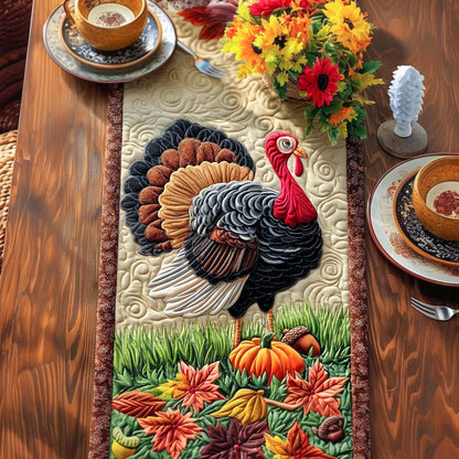 Classic Autumn Turkey Quilted Table Runner NCU0NXD523