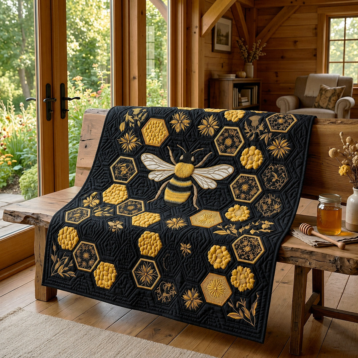 Classic Bee Lattice Quilted Blanket NCU0HNH1174