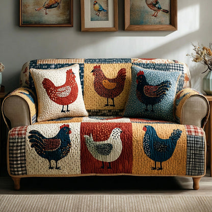 Classic Chickens Quilted Sofa Cover NCU0LDH387