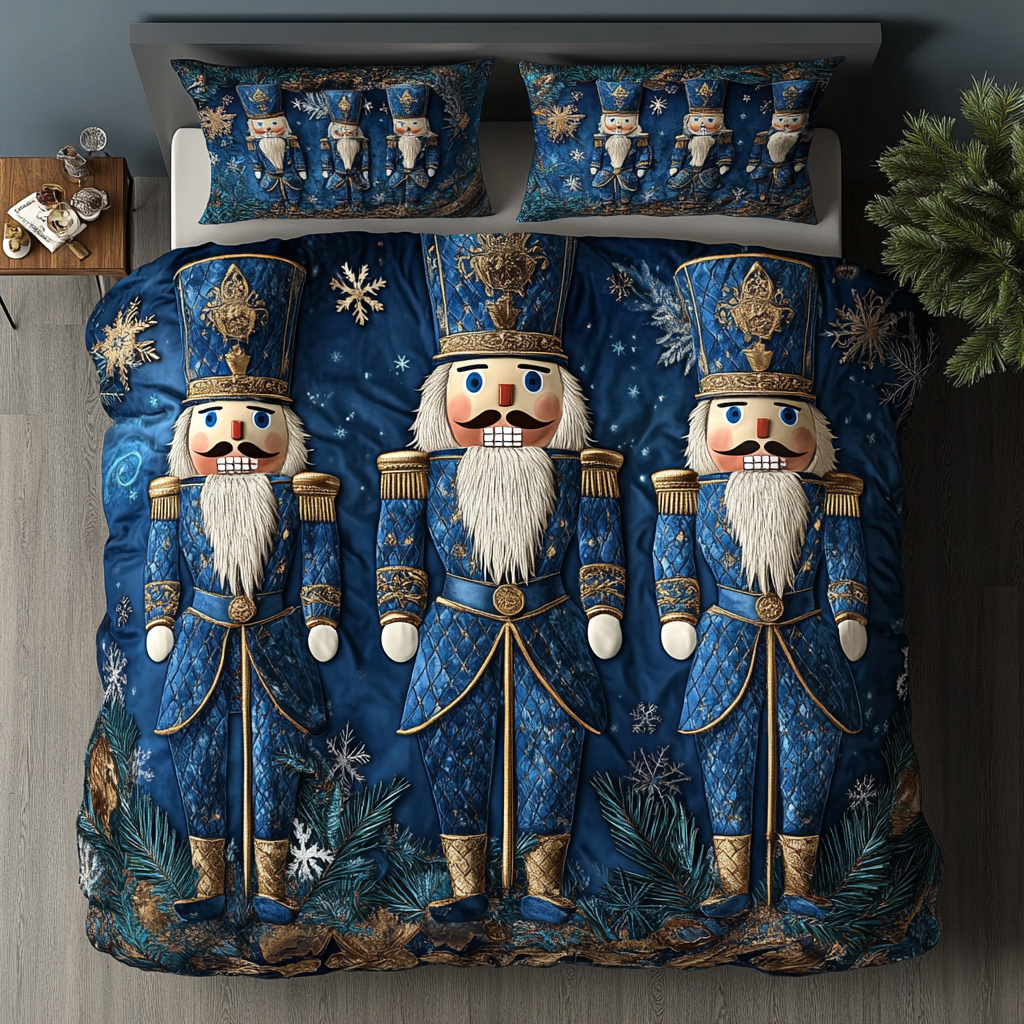 Classic Christmas Nutcracker 3-Piece Quilted Bedding Set NCU0DDK030