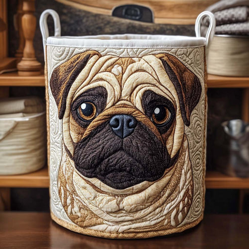 Classic Cozy Pug Quilted Laundry Basket NCU0NXD543