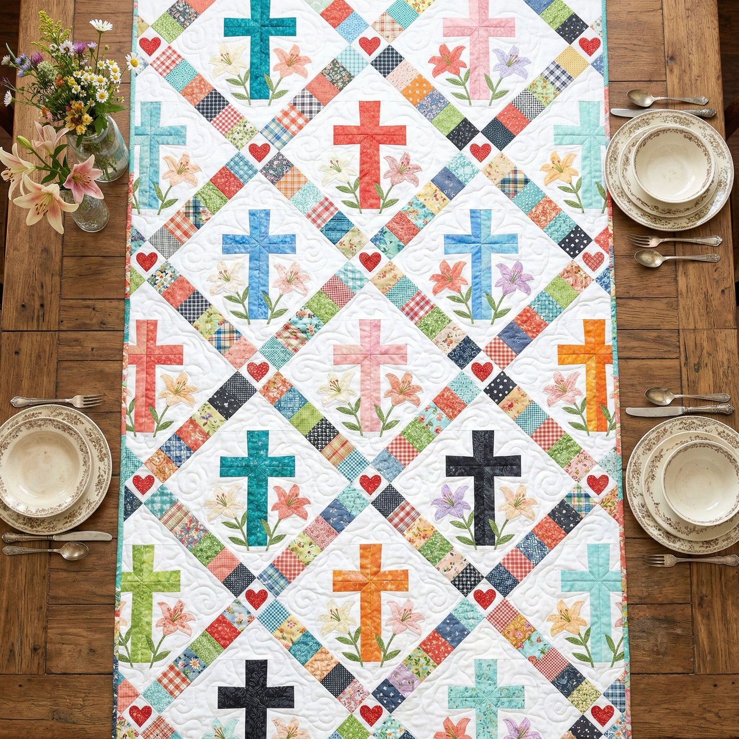 Classic Cross Quilted Table Runner NCU0NNT3038