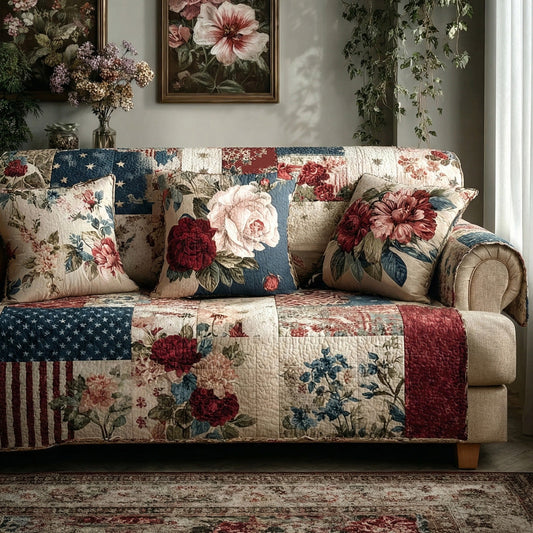 Classic Florals Quilted Sofa Cover NCU0LDH401