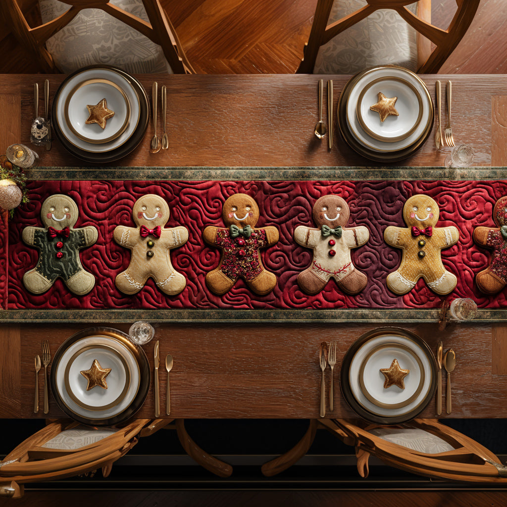 Classic Gingerbread Man Quilted Table Runner NCU0HNH679